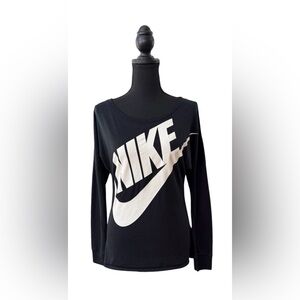 Nike Black Long Sleeve Top with White Logo